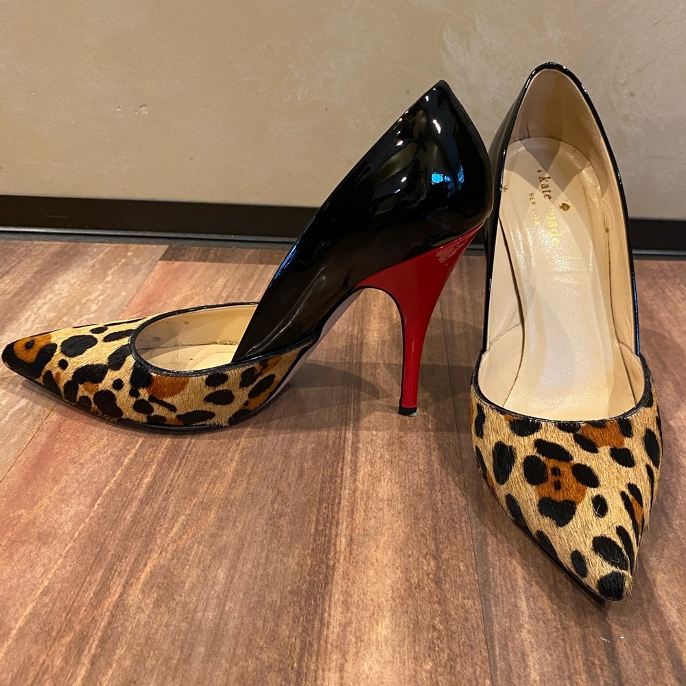 Kate Spade Lottie Pumps Leopard and Red Heel- W8.5